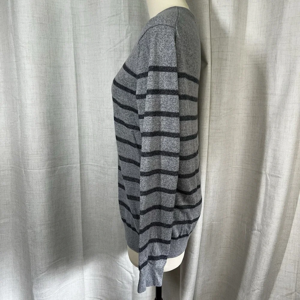 Banana Republic Pima Cotton Cashmere‎ Sweater Mens Large Gray Striped Preppy